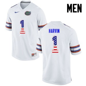 Men Florida Gators #1 Percy Harvin College Football USA Flag Fashion White 237492-868