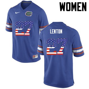 Women Florida Gators #27 Quincy Lenton College Football USA Flag Fashion Blue 769301-183