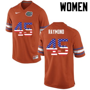 Women Florida Gators #45 R.J. Raymond College Football USA Flag Fashion Orange 383420-299