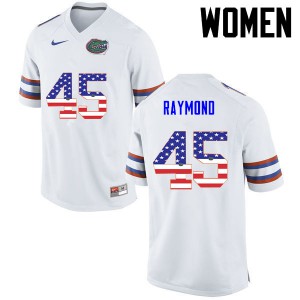 Women Florida Gators #45 R.J. Raymond College Football USA Flag Fashion White 826390-965