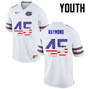 Youth Florida Gators #45 R.J. Raymond College Football USA Flag Fashion White 775693-144