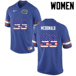 Women Florida Gators #95 Ray McDonald College Football USA Flag Fashion Blue 198721-463