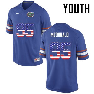 Youth Florida Gators #95 Ray McDonald College Football USA Flag Fashion Blue 968872-299
