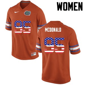 Women Florida Gators #95 Ray McDonald College Football USA Flag Fashion Orange 573962-183
