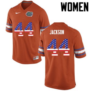 Women Florida Gators #44 Rayshad Jackson College Football USA Flag Fashion Orange 523844-521