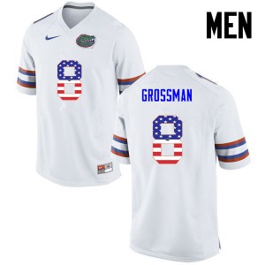 Men Florida Gators #8 Rex Grossman College Football USA Flag Fashion White 401219-404