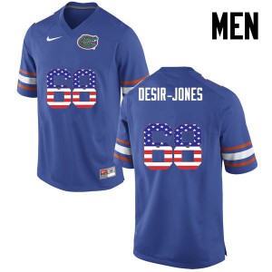 Men Florida Gators #68 Richerd Desir Jones College Football USA Flag Fashion Blue 198909-773