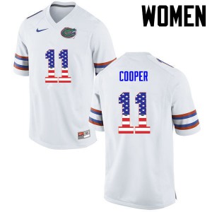 Women Florida Gators #11 Riley Cooper College Football USA Flag Fashion White 373053-255