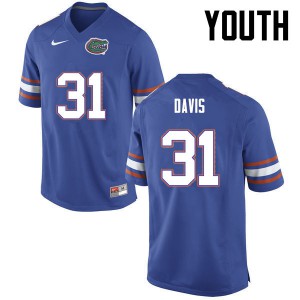 Youth Florida Gators #31 Shawn Davis College Football Blue 506701-165