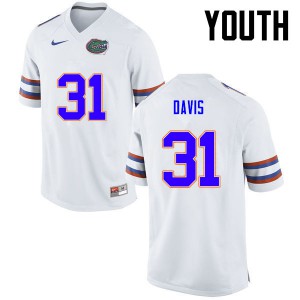 Youth Florida Gators #31 Shawn Davis College Football White 467341-655