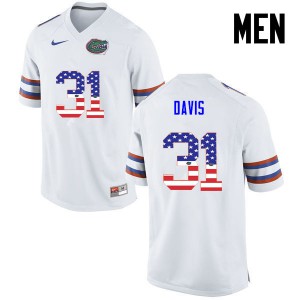 Men Florida Gators #31 Shawn Davis College Football USA Flag Fashion White 729944-334