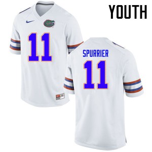 Youth Florida Gators #11 Steve Spurrier College Football Jerseys White 397640-955