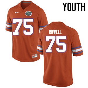 Youth Florida Gators #75 Tanner Rowell College Football Jerseys Orange 834070-987