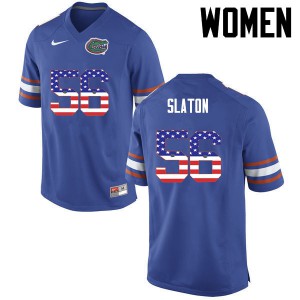 Women Florida Gators #56 Tedarrell Slaton College Football USA Flag Fashion Blue 203579-426