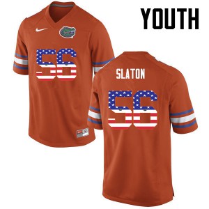 Youth Florida Gators #56 Tedarrell Slaton College Football USA Flag Fashion Orange 644278-281