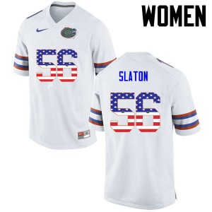 Women Florida Gators #56 Tedarrell Slaton College Football USA Flag Fashion White 298846-974