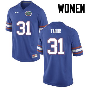 Women Florida Gators #31 Teez Tabor College Football Blue 454790-374