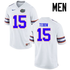 Men Florida Gators #15 Tim Tebow College Football Jerseys White 425369-758
