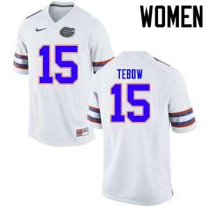 Women Florida Gators #15 Tim Tebow College Football Jerseys White 267713-792