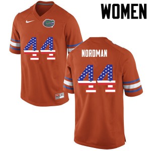 Women Florida Gators #44 Tucker Nordman College Football USA Flag Fashion Orange 978490-364