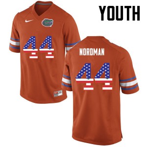 Youth Florida Gators #44 Tucker Nordman College Football USA Flag Fashion Orange 428280-499