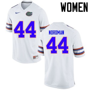 Women Florida Gators #44 Tucker Nordman College Football Jerseys White 721014-703