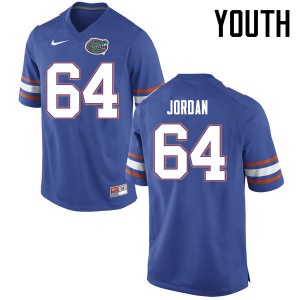 Youth Florida Gators #64 Tyler Jordan College Football Jerseys Blue 230449-148