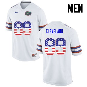 Men Florida Gators #89 Tyrie Cleveland College Football USA Flag Fashion White 542241-921