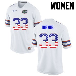 Women Florida Gators #33 Tyriek Hopkins College Football USA Flag Fashion White 490815-432