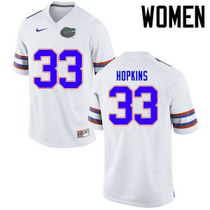 Women Florida Gators #33 Tyriek Hopkins College Football Jerseys White 438563-819