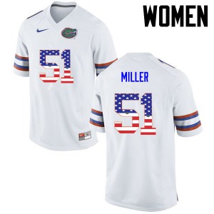 Women Florida Gators #51 Ventrell Miller College Football USA Flag Fashion White 702806-963