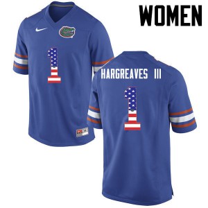 Women Florida Gators #1 Vernon Hargreaves III College Football USA Flag Fashion Blue 466146-855