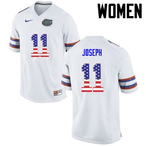 Women Florida Gators #11 Vosean Joseph College Football USA Flag Fashion White 173963-710