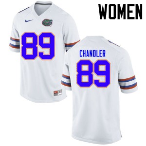 Women Florida Gators #89 Wes Chandler College Football Jerseys White 813913-708