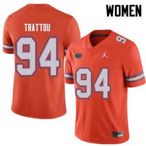 Jordan Brand Women #94 Justin Trattou Florida Gators College Football Jerseys Orange 599138-444