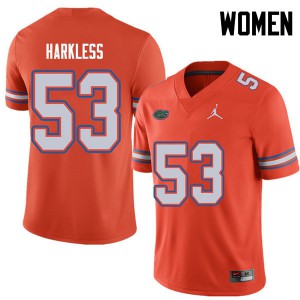 Jordan Brand Women #53 Kavaris Harkless Florida Gators College Football Jerseys Orange 146971-142