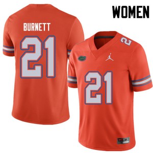 Jordan Brand Women #21 McArthur Burnett Florida Gators College Football Jerseys Orange 129336-670