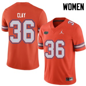 Jordan Brand Women #36 Robert Clay Florida Gators College Football Jerseys Orange 838225-738