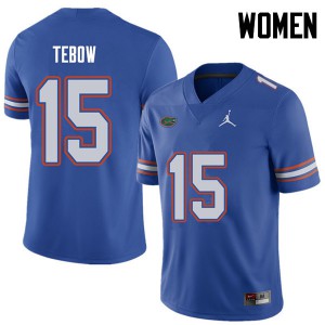 Jordan Brand Women #15 Tim Tebow Florida Gators College Football Jerseys Royal 983953-401