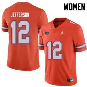 Jordan Brand Women #12 Van Jefferson Florida Gators College Football Jerseys Orange 168066-617