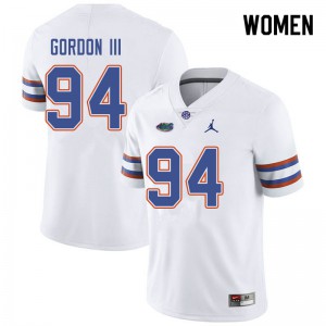 Jordan Brand Women #94 Moses Gordon III Florida Gators College Football Jerseys White 991701-128