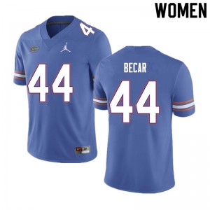 Women #44 Brandon Becar Florida Gators College Football Jerseys Blue 559819-773
