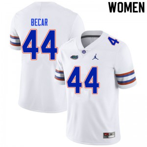 Women #44 Brandon Becar Florida Gators College Football Jerseys White 292522-978