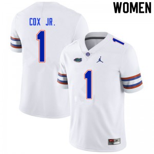 Women #1 Brenton Cox Jr. Florida Gators College Football Jerseys White 463272-443