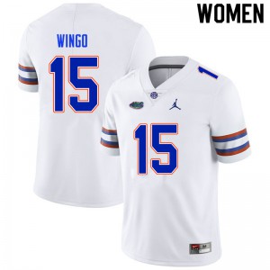 Women #15 Derek Wingo Florida Gators College Football Jerseys White 402650-541