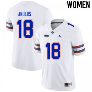 Women #18 Jack Anders Florida Gators College Football Jerseys White 964965-438