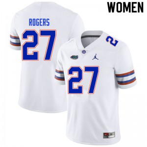 Women #27 Jahari Rogers Florida Gators College Football Jerseys White 914260-896