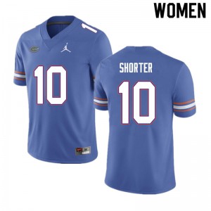 Women #10 Justin Shorter Florida Gators College Football Jerseys Blue 523920-402