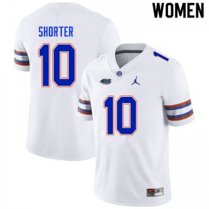 Women #10 Justin Shorter Florida Gators College Football Jerseys White 420484-935