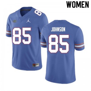Women #85 Kevin Johnson Florida Gators College Football Jerseys Blue 590264-479